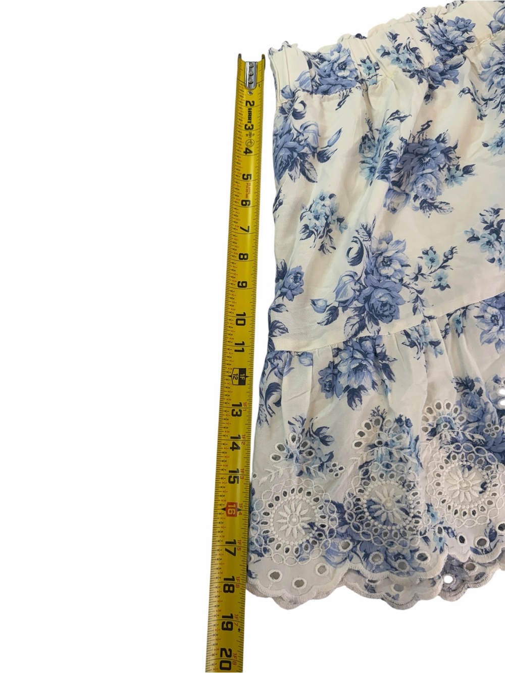 LOFT White Mini Skirt with Blue Floral Eyelet Hem - Picture 2 of 7